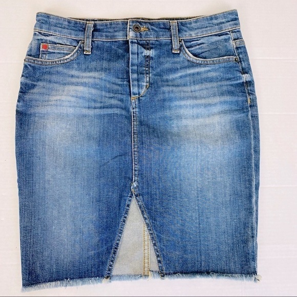 Joe’s Jeans Japanese Denim Frayed Hem Button Fly Pencil Skirt Size 27 - Picture 1 of 10